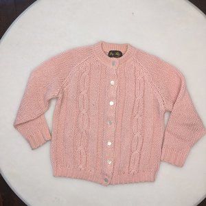 80s vintage mohair blend cable knit cardigan Jay Lee